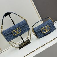 Valentino Loco Shoulder Bag In Toile Iconographe Denim Blue