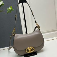 Valentino Medium Ohval Shoulder Bag In Nappa Leather Taupe