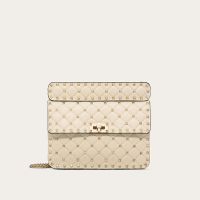 Valentino Medium Rockstud Spike Chain Bag In Lambskin White