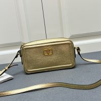 Valentino Mini Alltime Crossbody Bag In Grainy Calfskin Gold