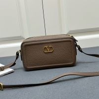 Valentino Mini Alltime Crossbody Bag In Grainy Calfskin Taupe