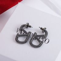 Valentino Mini VLogo Signature Earrings In Metal with Crystals Black