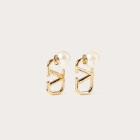 Valentino Mini VLogo Signature Earrings In Metal with Pearls Gold