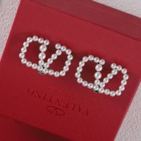 Valentino Mini VLogo Signature Stud Earrings In Resin Beads with Metal Silver