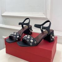 Valentino Nellcote Sandals 60MM Women Grainy Calfskin Black