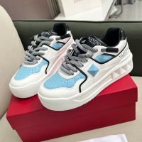 Valentino One Stud XL Low-Top Sneakers Unisex Nappa Leather White/Blue