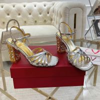 Valentino Preshoes Sandals 90MM Women Python Leather Silver