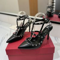 Valentino Rockstud Caged Pumps 100MM Women Calfskin Black/Silver