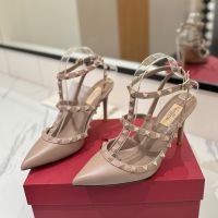 Valentino Rockstud Caged Pumps 100MM Women Calfskin Taupe