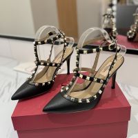 Valentino Rockstud Caged Pumps 100MM Women Grainy Leather Black