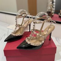 Valentino Rockstud Caged Pumps 100MM Women Patent Leather Black