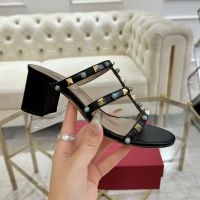 Valentino Rockstud Slides 60MM with Cabochon Stones Women Calfskin Black