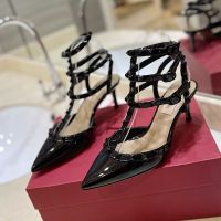 Valentino Rockstud Caged Pumps 65MM Women Matching Patent Leather Black