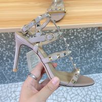Valentino Rockstud Caged Sandals 80MM Women Calfskin Taupe