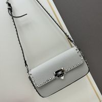 Valentino Rockstud Crossbody In Grainy Calfskin Grey