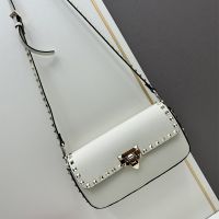 Valentino Rockstud Crossbody In Grainy Calfskin White