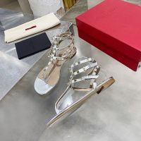 Valentino Rockstud Flip-Flop Flat Sandals Women Calfskin Silver