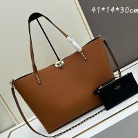 Valentino Small Rockstud Tote with Interior Pouch In Grainy Calfskin Brown