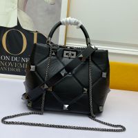 Valentino Roman Stud Handbag In Nappa Leather Black