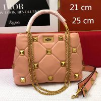 Valentino Roman Stud Handbag In Nappa Leather Cherry