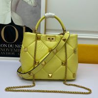 Valentino Roman Stud Handbag In Nappa Leather Yellow