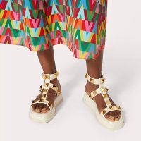 Valentino Roman Stud Platform Sandals with Ankle Strap Women Calfskin White