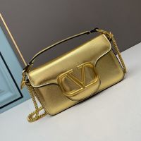 Valentino Small Loco Shoulder Bag In Calfskin Gold