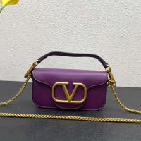 Valentino Small Loco Shoulder Bag In Calfskin Purple