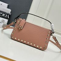 Valentino Small Rockstud Crossbody In Grainy Calfskin Cherry