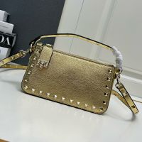 Valentino Small Rockstud Crossbody In Grainy Calfskin Gold
