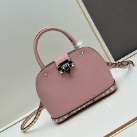 Valentino Small Rockstud Hook Handbag In Grainy Calfskin Pink
