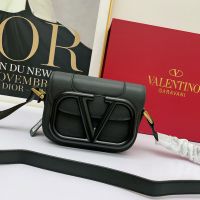 Valentino Small Supervee Shoulder Bag In Calfskin Black
