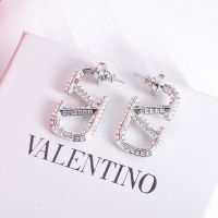 Valentino Small VLogo Signature Earrings In Metal with Rhinestones Silver