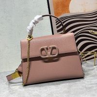 Valentino Small Vsling Handbag In Grainy Calfskin Apricot