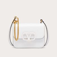 Valentino Small Vsling Shoulder Bag In Calfskin White
