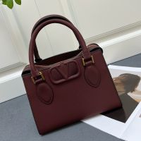 Valentino Small Vsling Top-Handle Bag In Grainy Calfskin Burgundy