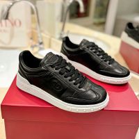 Valentino Upvillage Sneakers with Vlogo Patch Unisex Calfskin Black