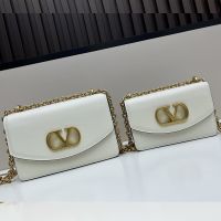 Valentino Vain Shoulder Bag In Shiny Calfskin White
