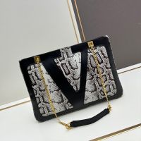 Valentino Viva Superstar Shopping Bag In Python Leather Grey