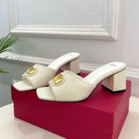 Valentino Vlogo Plaque Slides 60MM Women Calfskin White