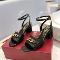 Valentino Vlogo Chain Sandals Women Calfskin Black