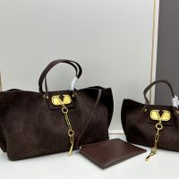 Valentino VLogo Escape Tote In Suede Coffee
