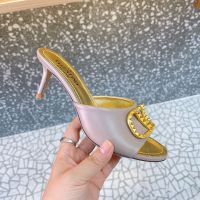 Valentino VLogo Signature Heeled Slides with Alcove Logo Women Sheepskin Taupe