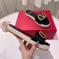 Valentino VLogo Signature Platform Slides Women Grained Calfskin Black