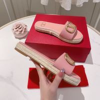 Valentino VLogo Signature Platform Slides Women Grained Calfskin Cherry