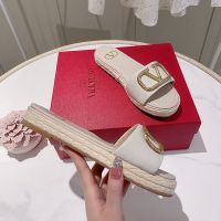 Valentino VLogo Signature Platform Slides Women Grained Calfskin Grey