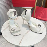 Valentino Vlogo Roman Buckle Sandals Women Calfskin White