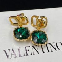 Valentino VLogo Signature Pendant Earrings In Metal With Swarovski Crystal Gold/Green
