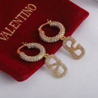 Valentino VLogo Signature Pin Pendant Earrings In Metal With Crystals Gold