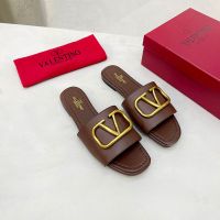Valentino VLogo Signature Slides Women Calfskin Coffee